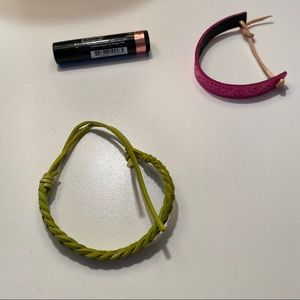 Pair of leather tie bracelets